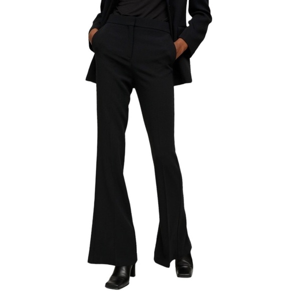 NWT! Mango MNG Back Slit Hems Flowy Trousers In Black Size US 8 - Picture 1 of 12